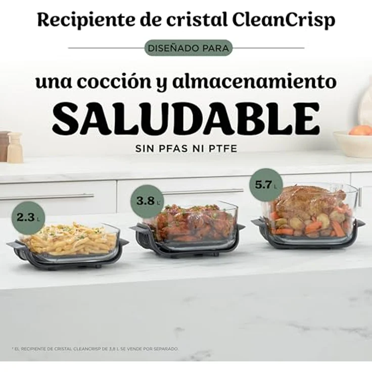 Ninja CRISPi PRO XL Glas-Heißluftfritteuse,  bis zu 1,8 kg Füllmenge, Farbe: Grün – Bild 11