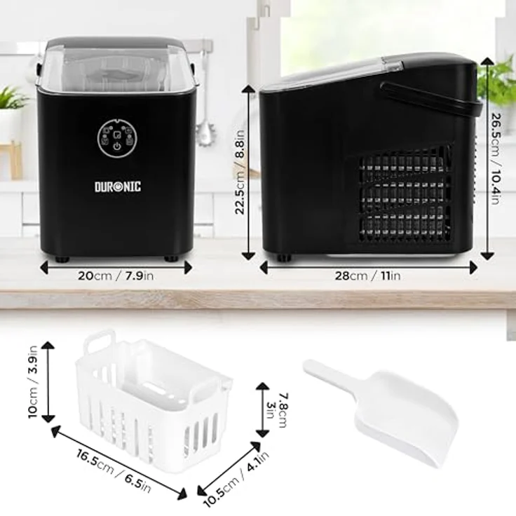Duronic ICM12 BK Automatische Eiswürfelmaschine | 8 Eiswürfel in 6-8 min | Leiser Kompressor bis 54dB | 1 kg Eis Eiswürfelbereiter – Bild 2