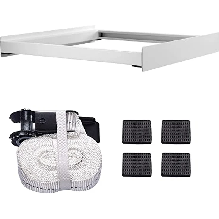en.casa Zwischenbaurahmen Trockner Waschmaschine, Verbindungsrahmen aus pulverbeschichtetem Stahl, universell für 60 cm Geräte, Weiß, bis 100 kg belastbar – Bild 4