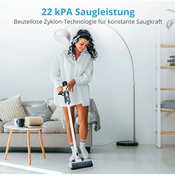 MEDION P250 Stabstaubsauger (kabellos, beutellos, Zyklon-Technologie, 250 Watt, 2in1 Stielstaubsauger und Handstaubsauger mit Akku, Staubsensor, HEPA H13, LED Touch Display, Bürstenrolle) – Bild 2
