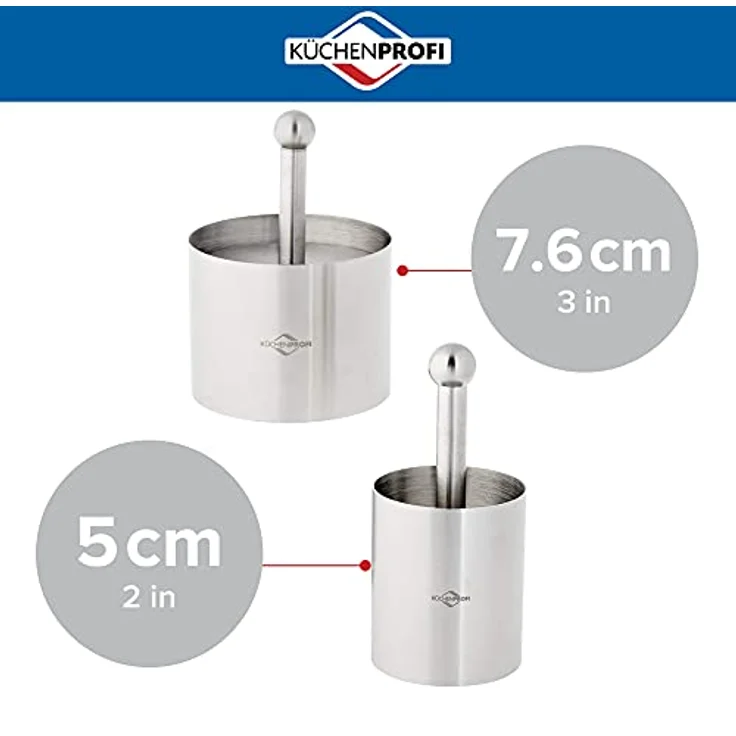 Küchenprofi Dessert- und Speisenringe 6-teilig , Ø 7,5 cm, Ø 5 cm , Anrichteringe , Speiseringe Set , Anrichten von Speisen , Dessert Ringe , Törtchen Formen , Dessert Formen – Bild 2