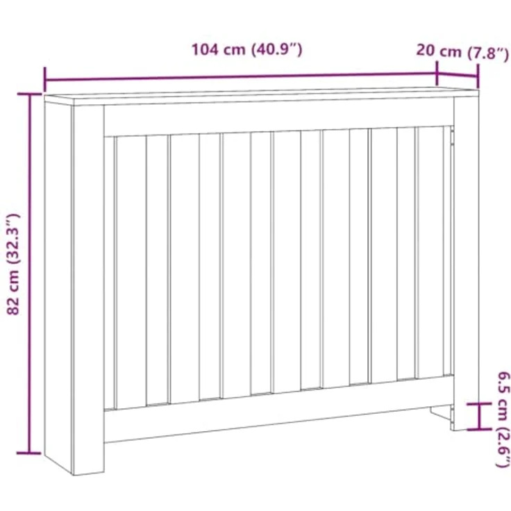 vidaXL Heizkörperverkleidung Grau Sonoma, 104x20x82 cm, Holzwerkstoff mit modernem Latten-Design und pflegeleichter Oberfläche – Bild 3