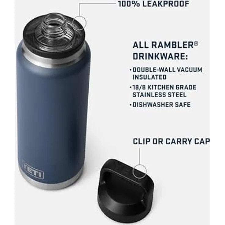 YETI Rambler Flasche Mit Chug-verschluss, Black, 36 oz (1065 ml) - 100% leak-proof, 18/8 stainless steel, Dishwasher-safe – Bild 4