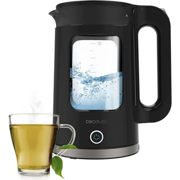 Cecotec Thermosense 330 Glassy, Elektrischer Wasserkocher aus Borosilikatglas, 1,7L, 2200W, 360°-Basis, Antikalk-Filter, Kabelloser Behälter, Leuchtanzeige