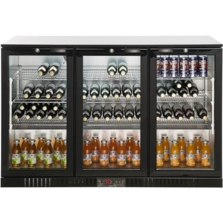 METRO Professional Flaschenkühler GBC3003, Aluminium/Glas, 308 L mit verstellbaren Einlegeböden, automatischer Abtauung und LED Beleuchtung, schwarz, 135 x 53 x 86.5 cm – Bild 3