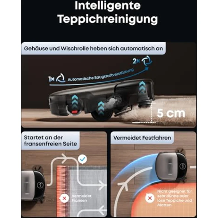 eufy Saug‑ & Wischroboter HydroJet S2, 30kPa AeroTurbo™ 2.0‑Saugkraft, HydroJet™-System 2.0, 12‑in‑1 UniClean™-Station, randnahe Reinigung, DuoSpiral™ Bürsten – Bild 4