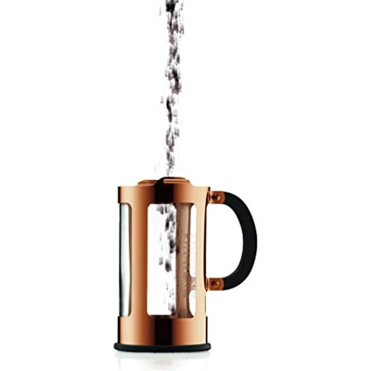 Bodum CHAMBORD Kaffeebereiter (French Press System, Auslaufschutz, Edelstahlrahmen, 1,0 liters) kupfer – Bild 2