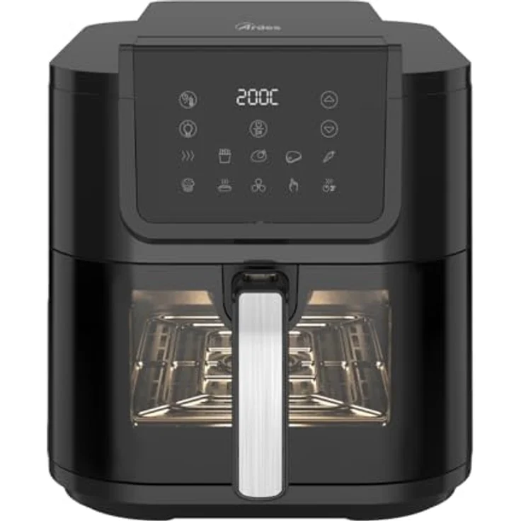Ardes ARFRYA08LV Luftfritteuse 8 Liter Schwarz - Ölfreies Frittieren, extra tiefe Form für längliche Lebensmittel, Rapid Air Fryer Technologie, Touch-Display, Fenster und Innenbeleuchtung – Bild 2