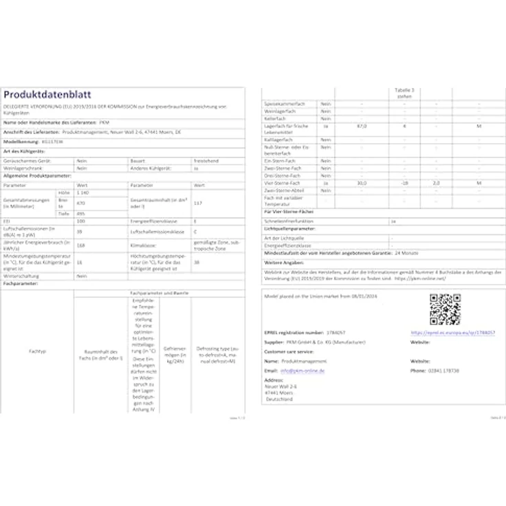 PKM KG117EW Kühl-Gefrierkombination | Weiß Design | Leise 39dB | LED-Beleuchtung | 117 Liter | Freistehend – Bild 5