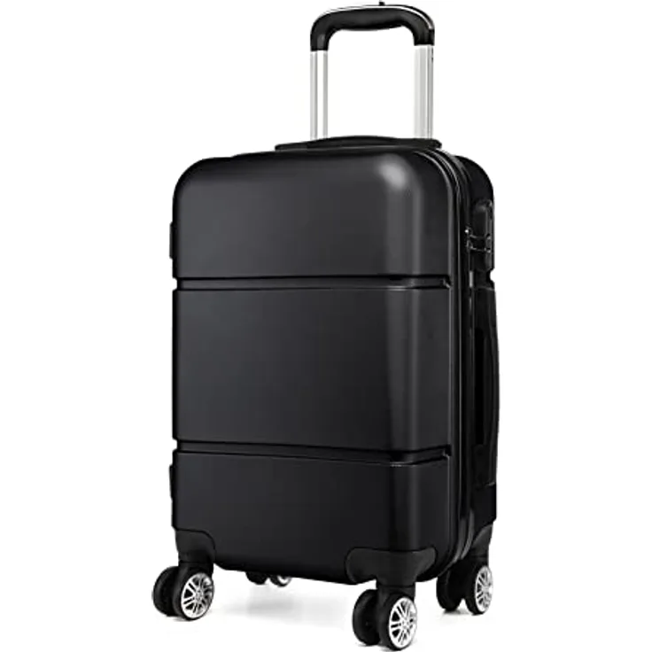 KONO Handgepäck Trolley, Hartschale aus ABS, 55x38x22cm, 33L, leichtgewicht, Schwarz, mit Rollen und Zahlenschloss