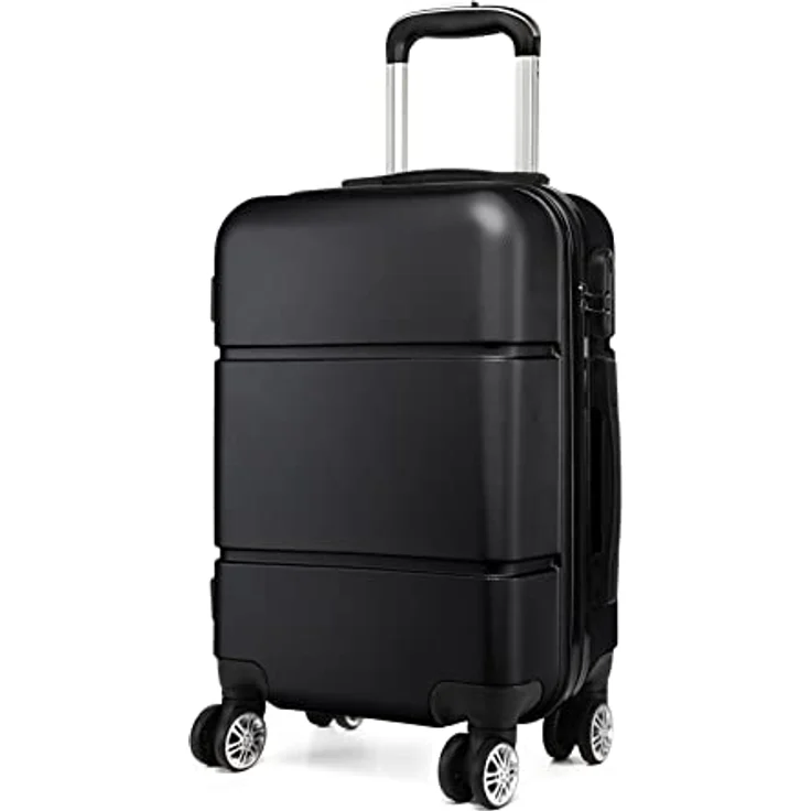 KONO Handgepäck Trolley, Hartschale aus ABS, 55x38x22cm, 33L, leichtgewicht, Schwarz, mit Rollen und Zahlenschloss – Bild 1