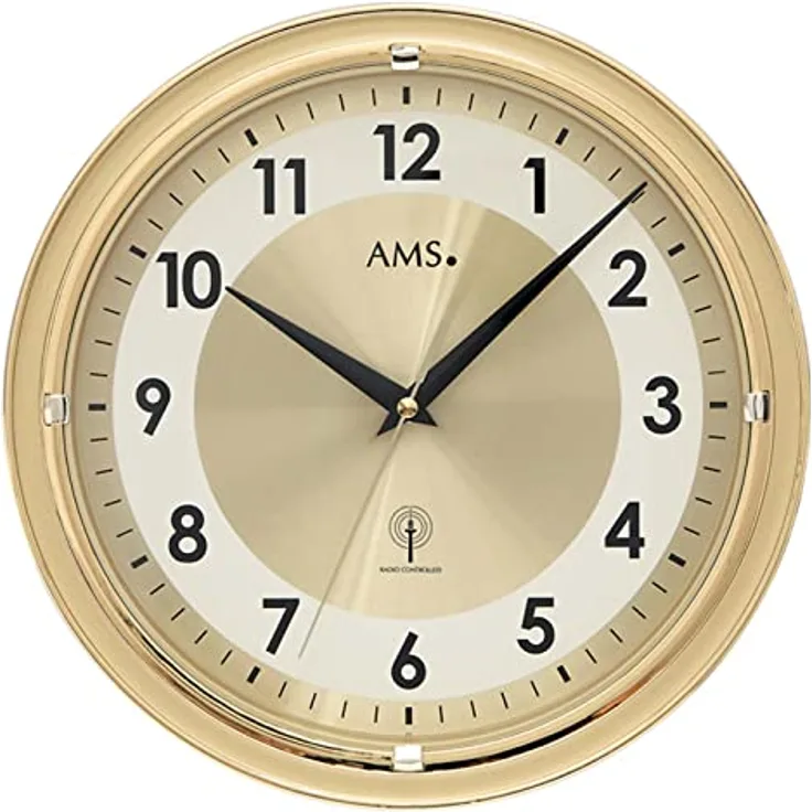 AMS Funk-Wanduhr, Holz, Mehrfarbig, 35 x 35 x 12 cm