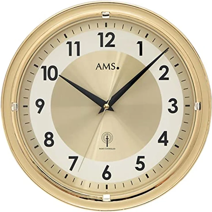 AMS Funk-Wanduhr, Holz, Mehrfarbig, 35 x 35 x 12 cm