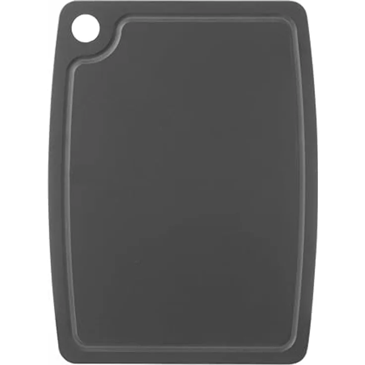 Hendi Holzfaser-Schneidbrett Schwarz, langlebig mit Rille zum Auffangen von Flüssigkeiten und rutschfesten Silikonfüßen, Spülmaschinengeeignet