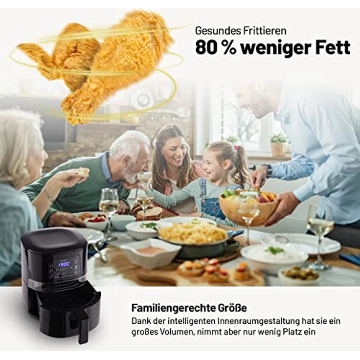 Lauben Hot Air Fryer 4000BC Heißluftfritteuse, 360° Heißluftzirkulation, 4 l Fassungsvermögen, 1600 W, 8 Programmen, spülmaschinenfest, einstellbare Temperatur: 120° - 200° – Bild 2