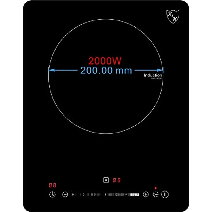 K&H SL-1800S, Induktionskochplatte 1 Zone, 2000W, SLIM Design mit SLIDER Touch-Control, Timerfunktion 0-99 Minuten – Bild 3