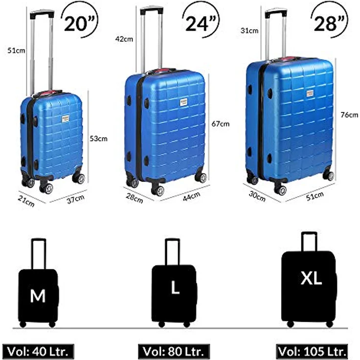 monzana Kofferset Exopack, 3tlg Hartschalenkoffer mit TSA Schloss, M-L-XL, strapazierfähig und leicht, blau – Bild 4