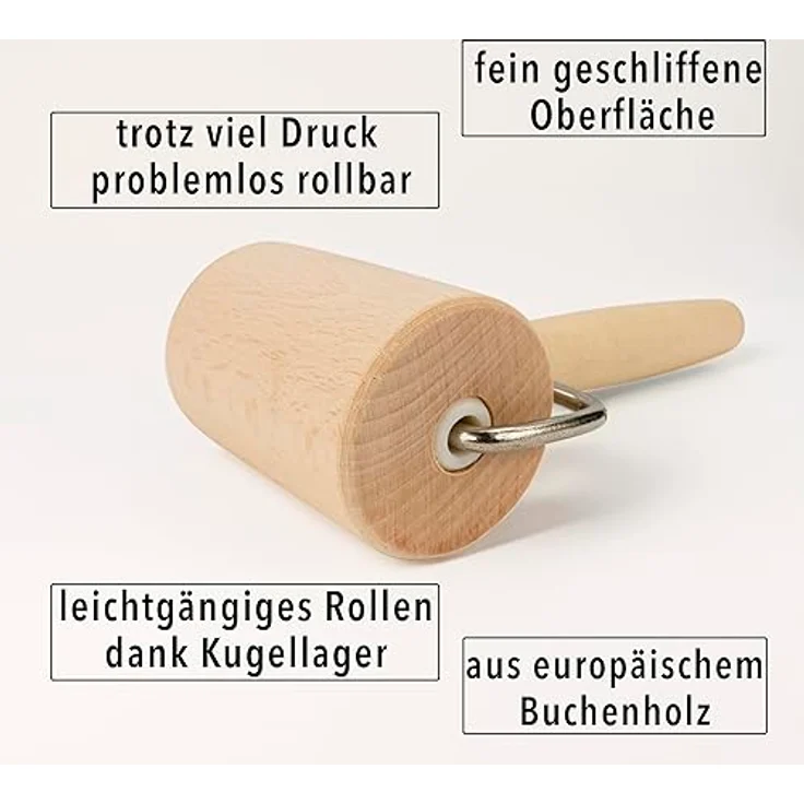 SOHFA Backblechroller 17 x 7cm aus Buchenholz | kleiner Teigroller gerade Form made in europe | Mini Nudelholz für Pizza, Fondant und Teig. Ausroller für das Backblech und für Kinder – Bild 4