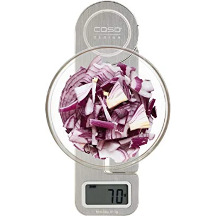 Caso 3266 Kitchen Ecostyle - Design Küchenwaage, digitale Küchenwaage mit kinetischer Energie, keine Batterien notwendig, bis 5kg in 1 g-Schritten, besonders flach, Edelstahl – Bild 5