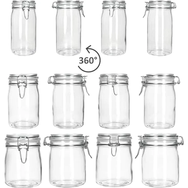 MamboCat NORMA Vorratsglas Set, 3-teilig (0,75L, 1L, 1,5L) mit Bügelverschluss, luftdicht und spülmaschinengeeignet – Bild 4
