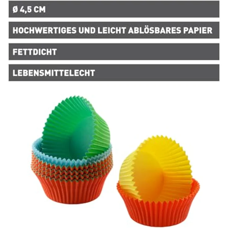 Kaiser Inspiration Mini Muffin Förmchen, 150 Stück, farbig, Ø 4,5 cm, fettdicht, ideal für süße und herzhafte Muffins – Bild 3