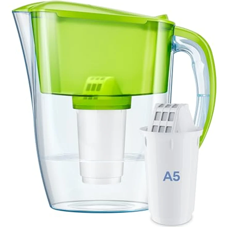 AQUAPHOR Smile hellgrün inkl. 1 A5 Filterkartusche-kompakter Wasserfilter zur Reduzierung von Kalk, Chlor & Schwermetallen, Kapazität 350 l, Kunststoff, Volumen 2,9 l – Bild 3