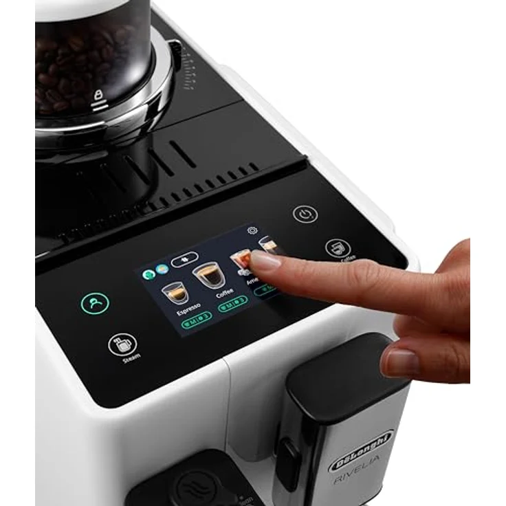 De'Longhi Rivelia EXAM440.35.W Kaffeevollautomat mit Milchaufschäumdüse, Wechselbarer Bohnenbehälter, 8 Kaffeegetränke auf Knopfdruck, Extra-Shot-Funktion, 3,5" Touch-Display, Arctic White – Bild 3