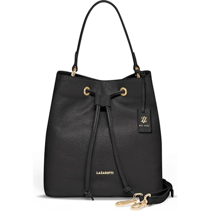 Lazarotti Bologna Leather Crossbody Beuteltasche, 100% Leder, schwarz, 25 cm x 15 cm x 26 cm – Bild 1