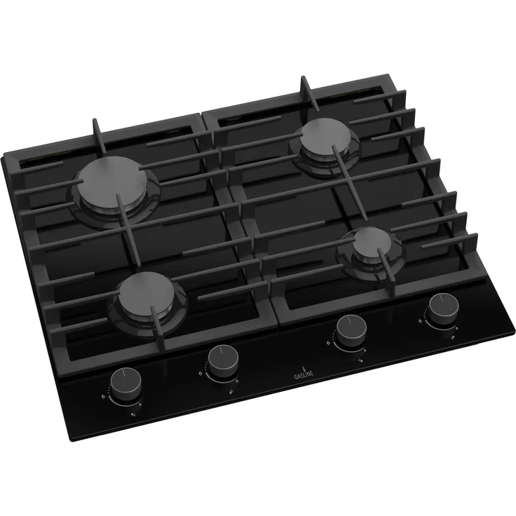 Gasline Gas-Kochfeld GAG60GLG, 60cm, 4 flammig, autark, Glaskeramik, Erdgas/Propangas, Schwarz