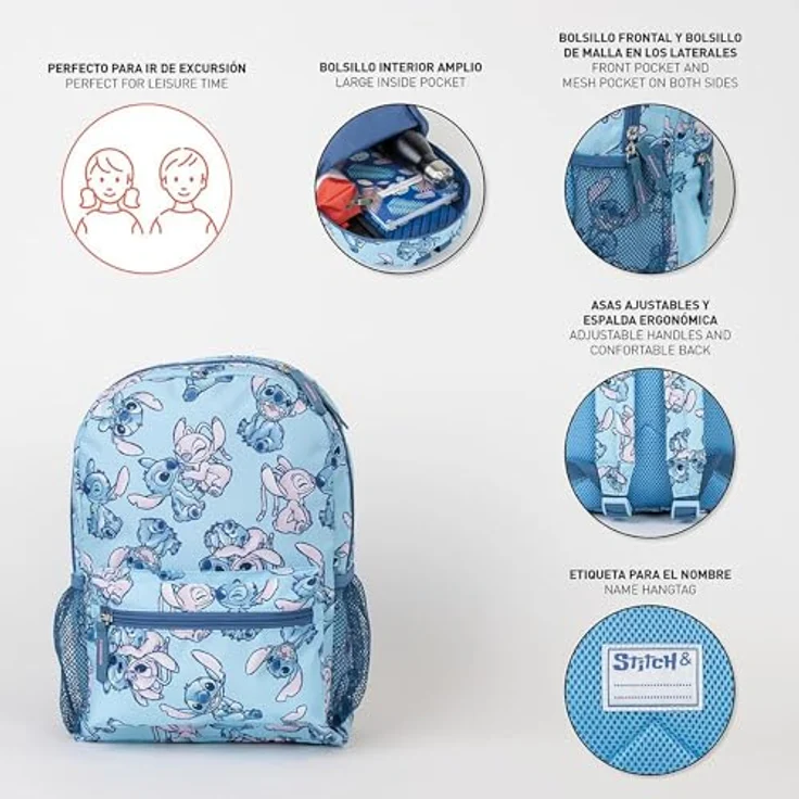 Lilo & Stitch Freizeitrucksack, stylischer Rucksack mit 33 CM Höhe, blau für Kinder – Bild 4