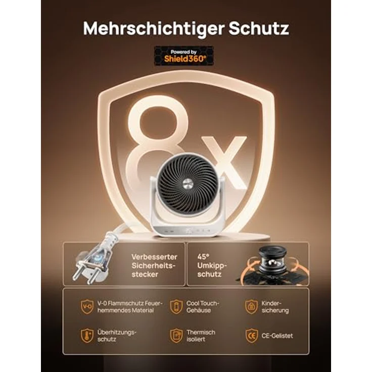 Dreo Ganzraum-Heizgerät 714S, 2000W Heizlüfter mit Fernbedienung, Thermostat, 7 Modi, Überhitzungs- & Kippschutz, tragbarer Elektroheizer in Weiß – Bild 5