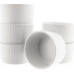 Almina Muffinform Dessertschalen 6er Set aus Porzellan, Riffel Design, Weiß oder Schwarz, 160 ml
