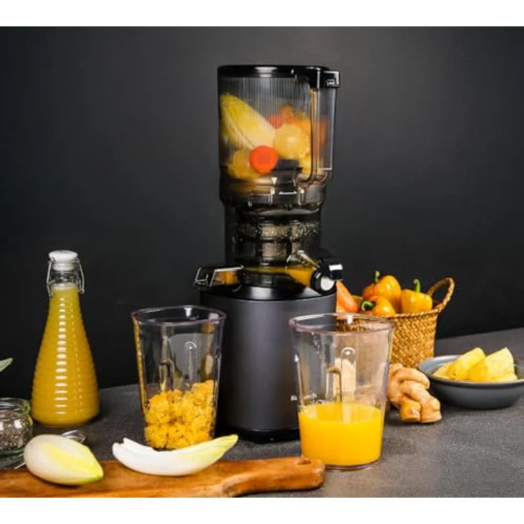 Kuvings Slow Juicer AUTO6, Entsafter für Gemüse und Obst mit 1.7L Auto-Hopper, ruhiger 200 Watt Motor, 2-in-1 für Saft & Sorbet, BPA-frei, leicht zu reinigen, schlankes Design, Matt Navy – Bild 3