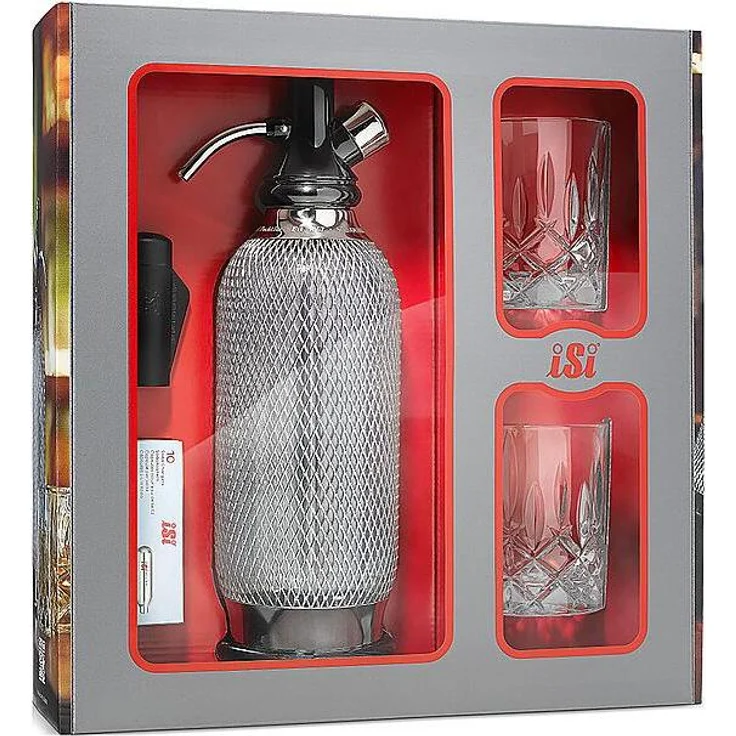 ISI Sodamaker Classic Set, Wassersprudler in Silber mit hochwertigem Design