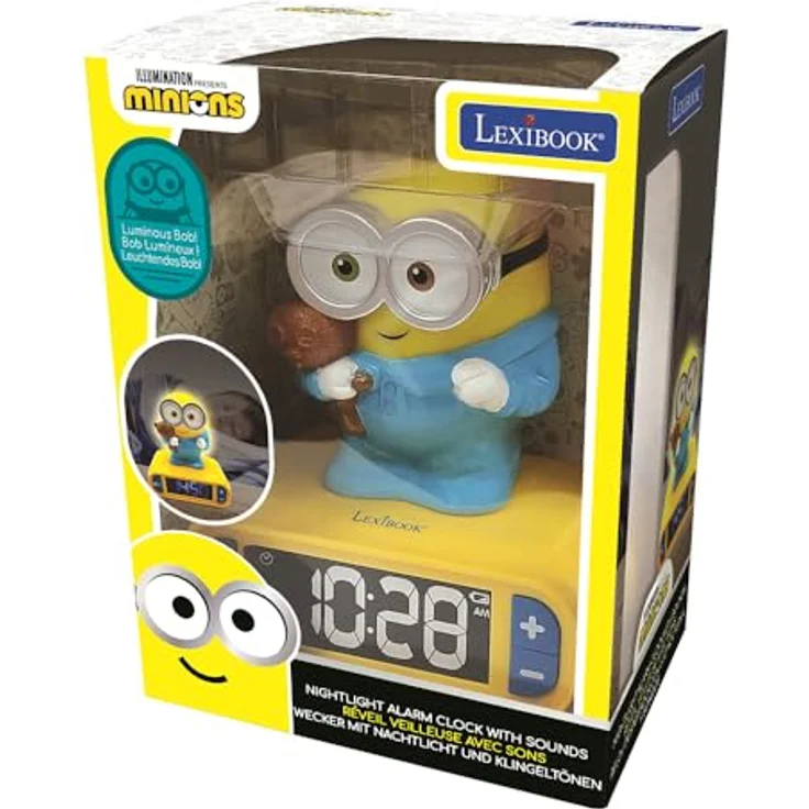 Lexibook Minions Nachtlicht-Wecker RL800DESLXB mit Bob-Design, Schlaffreundlicher LCD-Anzeige und einstellbarer Lautstärke – Bild 4