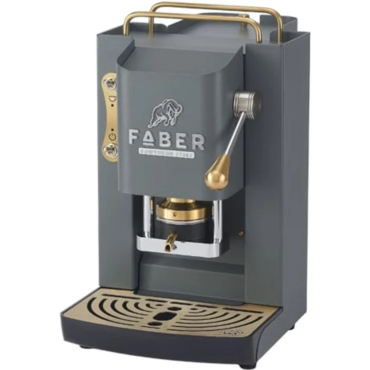 Faber Coffee Machines Faber Pro Deluxe 3.0, Kaffeepadmaschine in Messing mit ESE-Pads, hygienischem Glaskessel und magnetisch abnehmbarer Brühgruppe – Bild 1