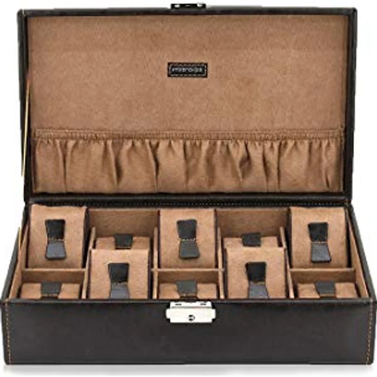 Friedrich23 Uhrenbox Bond für 10 Uhren, abschließbar mit hochwertigem Velours-Innenfutter – Bild 2