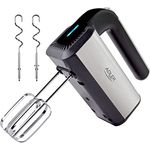 ADLER AD 4225 INOX Handmixer, 800 W, Küchenmaschine, Mixer mit 3 Funktionen, Handrührgerät, Handrührer, schwarz/silber, Küchenmixer
