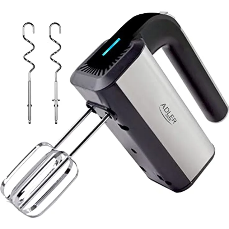 ADLER AD 4225 INOX Handmixer, 800 W, Küchenmaschine, Mixer mit 3 Funktionen, Handrührgerät, Handrührer, schwarz/silber, Küchenmixer