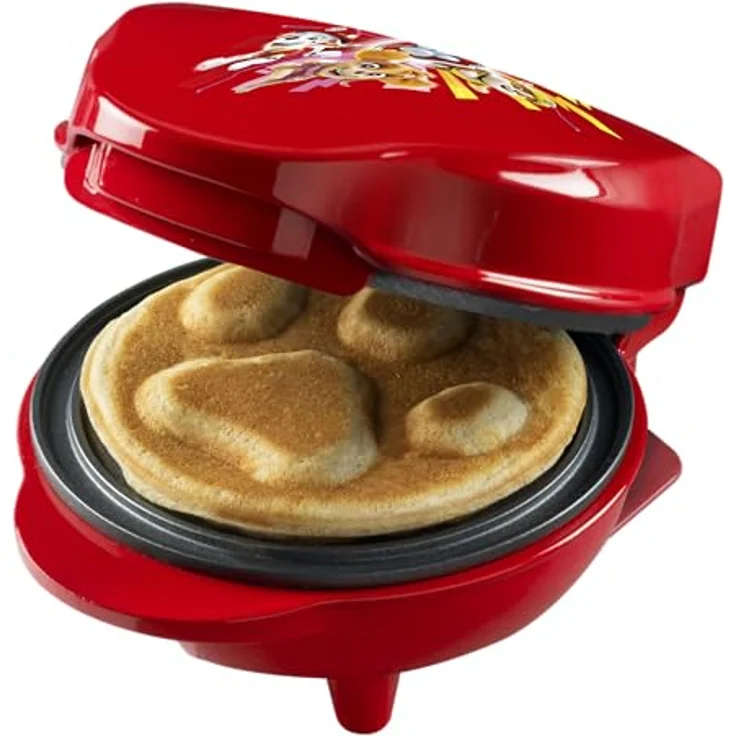 Bestron Paw Patrol Mini Waffeleisen, inkl. Backampel, Waffelgröße: Ø 10cm, offizielles Lizenzprodukt, Rot – Bild 1