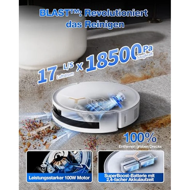 ECOVACS DEEBOT T50 MAX PRO OMNI GEN2, Saugroboter mit 18.500 Pa Saugkraft, Wischfunktion und Beutel, TruEdge 2.0-Technologie – Bild 2