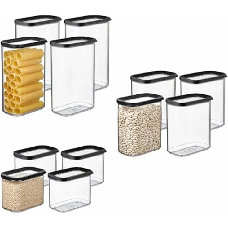 Mepal Modula Vorratsdosen Set XXL 12-teilig, luftdicht & stapelbar, 4x 1000 ml, 4x 1500 ml, 4x 2000 ml, spülmaschinengeeignet, Nordic Black – Bild 1