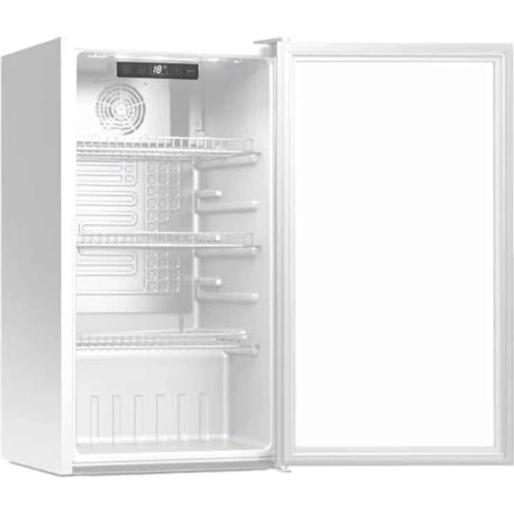 YUNA Cool-View GKS90W Glastürkühlschrank mit 89 L, digitale Temperaturanzeige, Umluftkühlung, Energieeffizienzklasse C, weiß – Bild 3