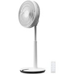 KLAMER 3D Ventilator, extra leiser DC Standventilator mit Fernbedienung, 12 Geschwindigkeitsstufen, Schlaf- und Eco-Modus, automatische vertikale und horizontale Oszillation, 8h Timer, weiß