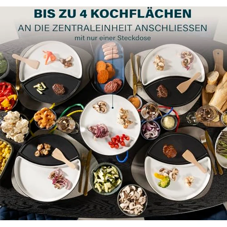 Princess 01.103080.01.001 Dinner4All Tischgrill für bis zu 4 Personen - abnehmbare Porzellanplatten 103080, schwarz, keramik – Bild 3