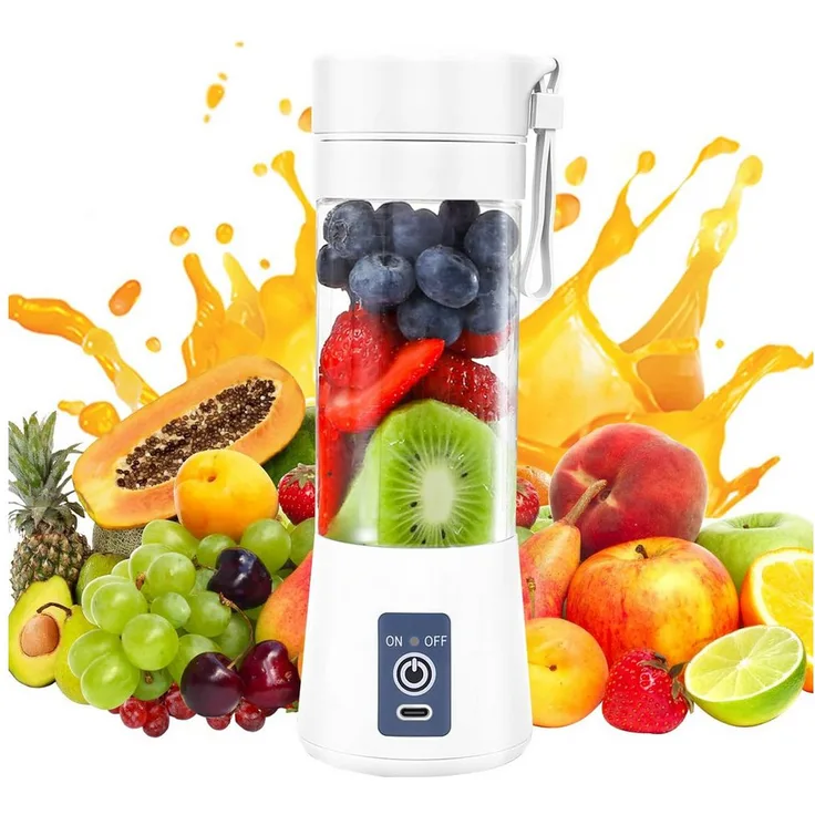 TUWENA Tragbarer Mini-Mixer, 380ml Standmixer mit 6 Edelstahlklingen, Wiederaufladbar für Smoothies und Shakes, ideal für Reisen und Küche