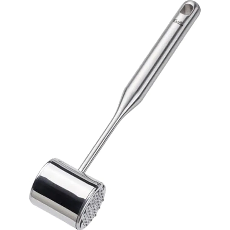 Fissler Essential Edelstahl-Fleischklopfer, 28 cm runder Schnitzelhammer, 0,4 kg, spülmaschinengeeignet mit Aufhänge-Öse