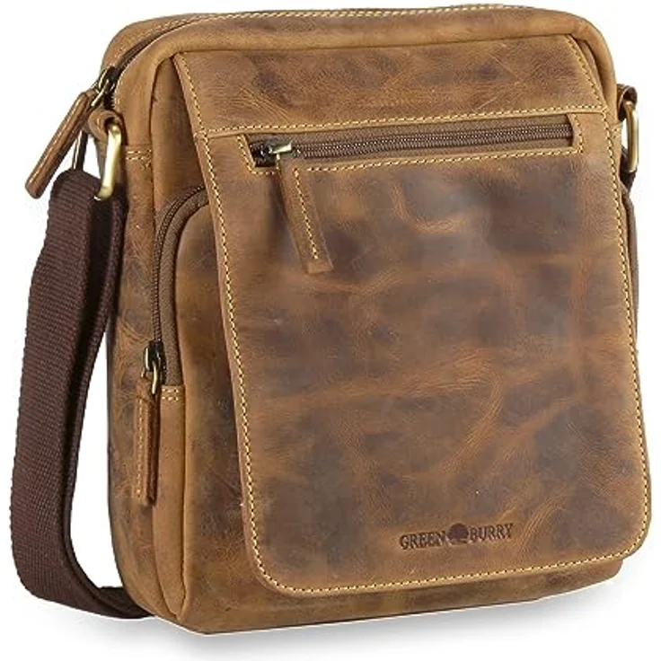 Greenburry Vintage Umhängetasche aus 100% Leder, 20 cm, braun – Bild 1
