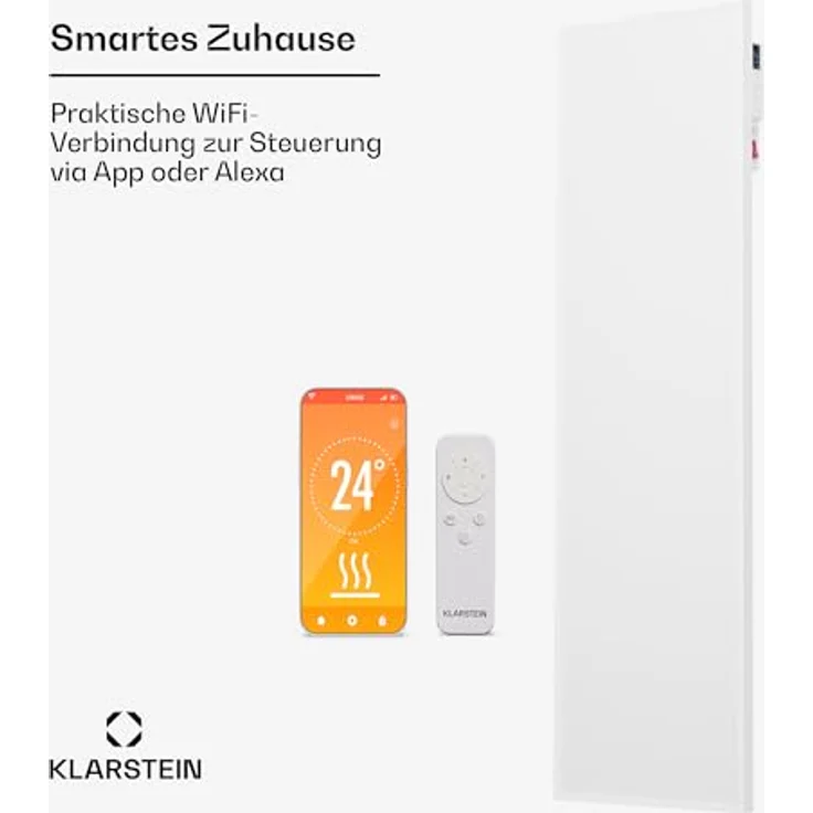 Klarstein Infrarotheizung mit Thermostat, 320W Elektroheizung, Smart Home Infrarotheizung zur Wandmontage, IR mit App-Steuerung & Erkennung Offener Fenster, Effizienter Feuchtraum Heizkörper CO2-Frei – Bild 2