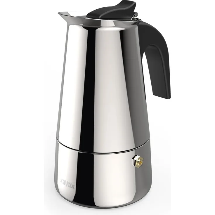 Xavax Espressokocher aus Edelstahl für 4 Tassen, Induktion, 200ml, Schwarz